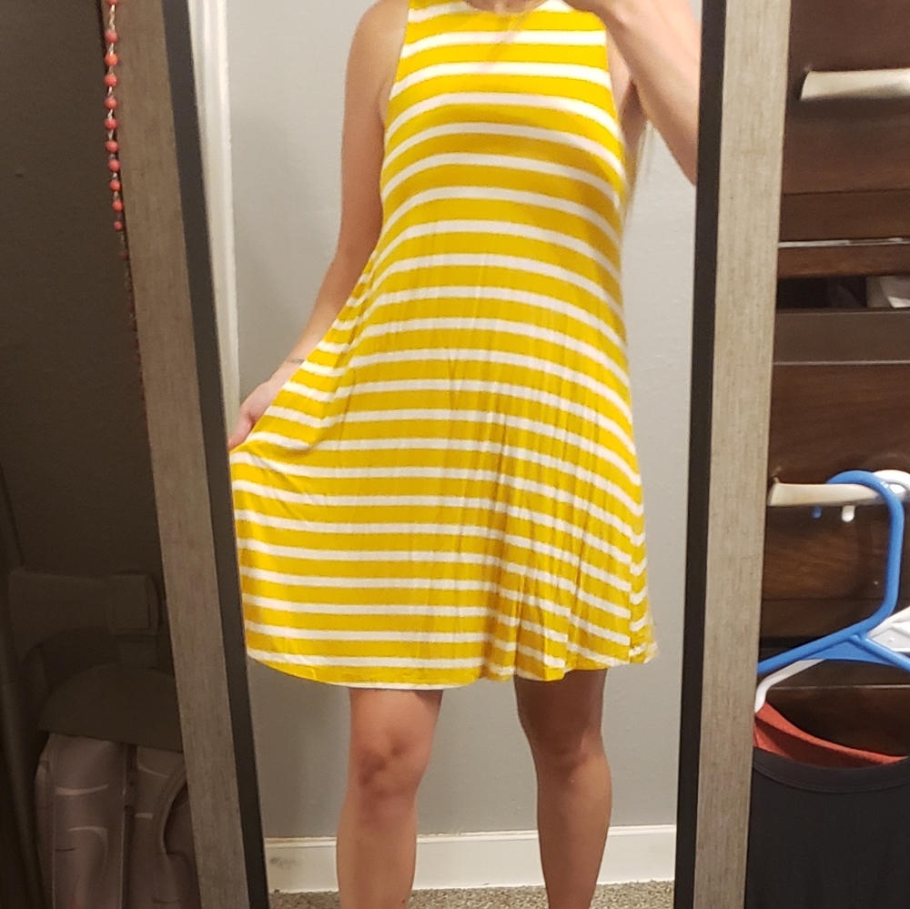Yellow Striped Old Navy Swing Dress